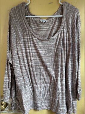 Old Navy Women's Raglan Shoulder Tan Striped Long Sleeve Tee Size XXL